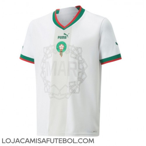 Camisa de Futebol Marrocos Equipamento Secundário Mundo 2022 Manga Curta